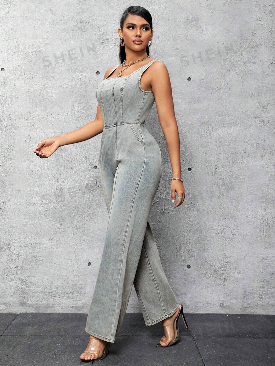 SHEIN SXY Mono Vaquero Sin Mangas Lavado