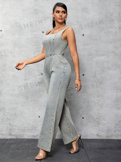 SHEIN SXY Mono Vaquero Sin Mangas Lavado
