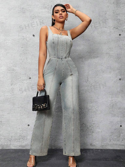 SHEIN SXY Mono Vaquero Sin Mangas Lavado