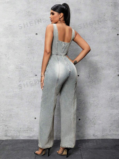 SHEIN SXY Mono Vaquero Sin Mangas Lavado