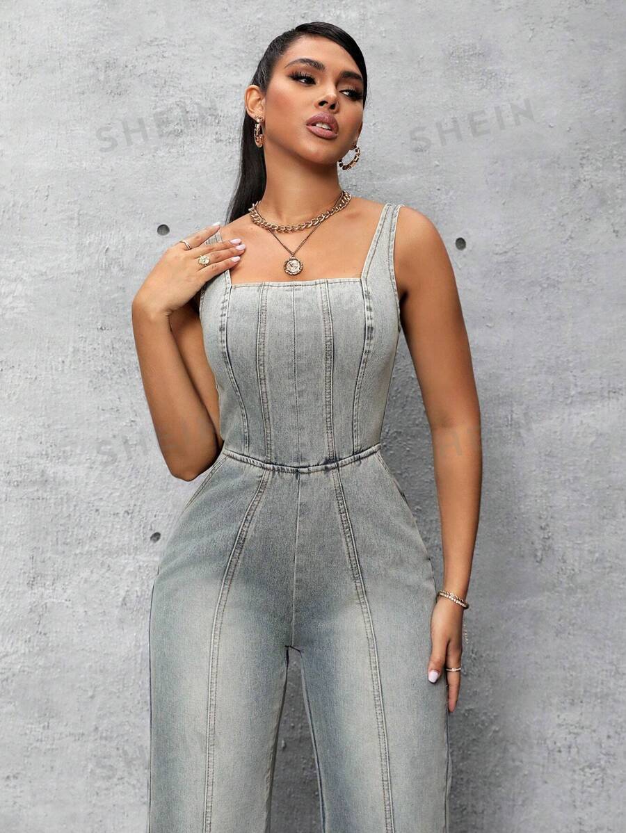 SHEIN SXY Mono Vaquero Sin Mangas Lavado