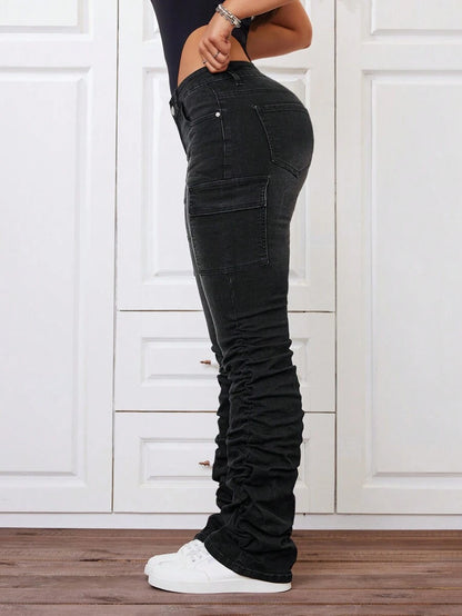 SHEIN ICON Pantalones Ajustados Y Plegados Al Estilo Carguero