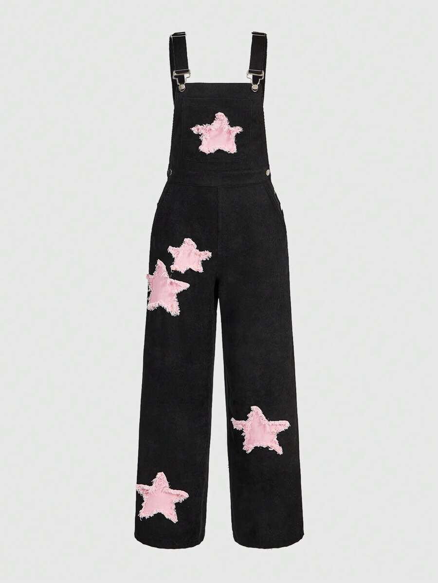 ROMWE Kawaii Mono Holgado De Pierna Ancha Con Parche De Estrella, Estilo Callejero