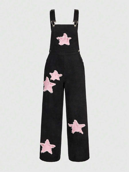 ROMWE Kawaii Mono Holgado De Pierna Ancha Con Parche De Estrella, Estilo Callejero