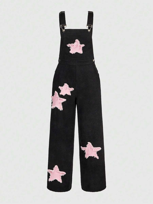 ROMWE Kawaii Mono Holgado De Pierna Ancha Con Parche De Estrella, Estilo Callejero