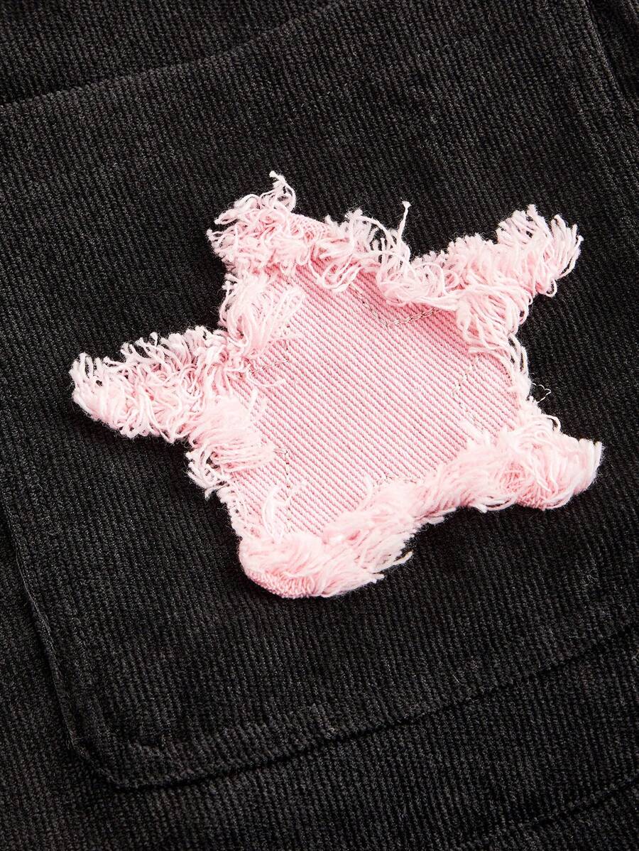 ROMWE Kawaii Mono Holgado De Pierna Ancha Con Parche De Estrella, Estilo Callejero