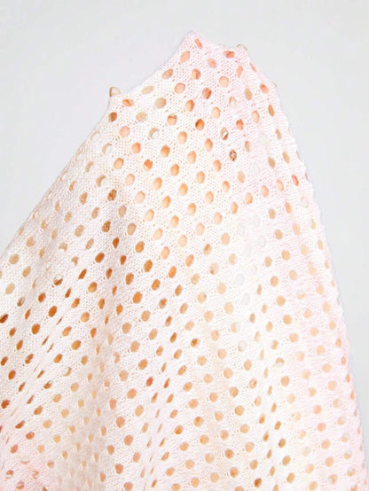 ROMWE Kawaii Jersey De Manga Larga Con Cuello Redondo Para Mujer Con Patrón De Estrella De Degradado De Color Y Estilo Hueco