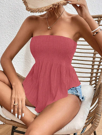 SHEIN Frenchy Top Envolvente Sin Tirantes Con Textura Sólida Mujer