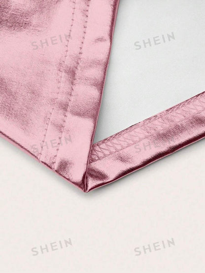 SHEIN VCAY Top De Camisola Plisado Con Escote En V Para Mujer Con Correas Cruzadas En La Espalda