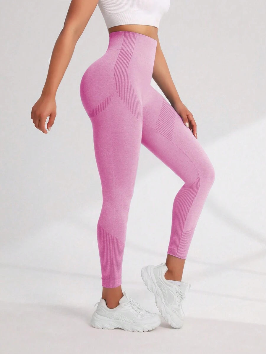 SHEIN Sport Studio Mallas Deportivas Sin Costuras De Cintura Alta Mujer