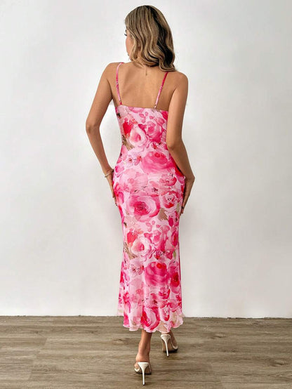 SHEIN Tall Vestido De Cuerpo Largo De Verano Ajustado Con Estampado Floral Para Las Vacaciones De Primavera
