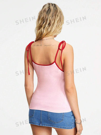 ROMWE Kawaii Linda blusa sin mangas de estilo universitario vintage con diseño de cerezas para mujer