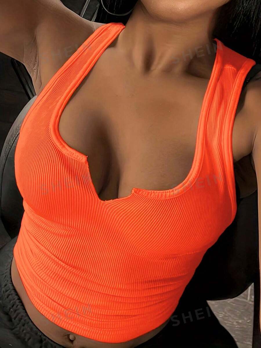 SHEIN Slayr Camiseta de tirantes sólida y sencilla de color para mujer, ideal para uso diario y como ropa deportiva para el entrenamiento