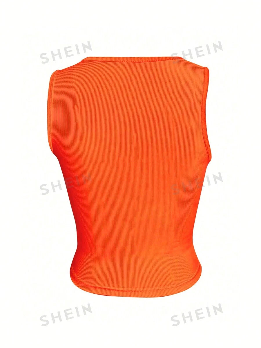 SHEIN Slayr Camiseta de tirantes sólida y sencilla de color para mujer, ideal para uso diario y como ropa deportiva para el entrenamiento