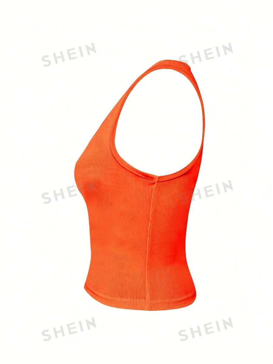 SHEIN Slayr Camiseta de tirantes sólida y sencilla de color para mujer, ideal para uso diario y como ropa deportiva para el entrenamiento