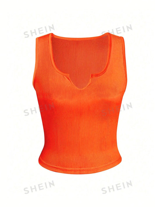 SHEIN Slayr Camiseta de tirantes sólida y sencilla de color para mujer, ideal para uso diario y como ropa deportiva para el entrenamiento