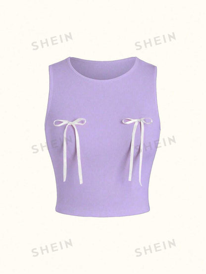 SHEIN MOD Camiseta de tirantes con ajuste estilizado con decoración de lazo para verano