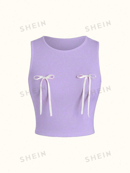 SHEIN MOD Camiseta de tirantes con ajuste estilizado con decoración de lazo para verano