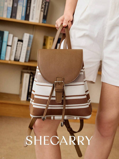 SHECARRY Mochilas para mujeres tejidas voladoras para cena/citas/fiesta/escuela/viajes/ir al trabajo/bolsa de compras Regreso a la escuela con patrón aleatorio
