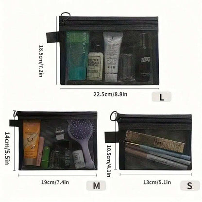 1 pieza/ 3 piezas Bolsa de maquillaje simple, pequeña bolsa de almacenamiento de pintalabios almohadillado, bolsa portátil mini de malla transparente