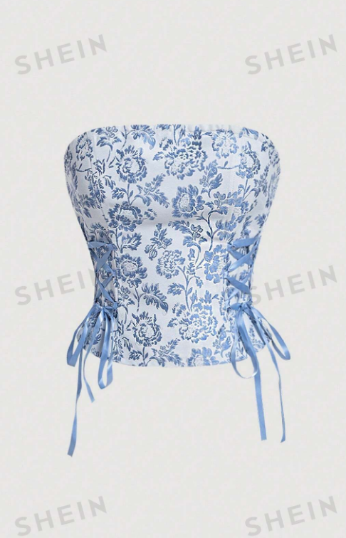 SHEIN MOD Blusa Sin Tirantes Con Estampado Floral Para Mujer