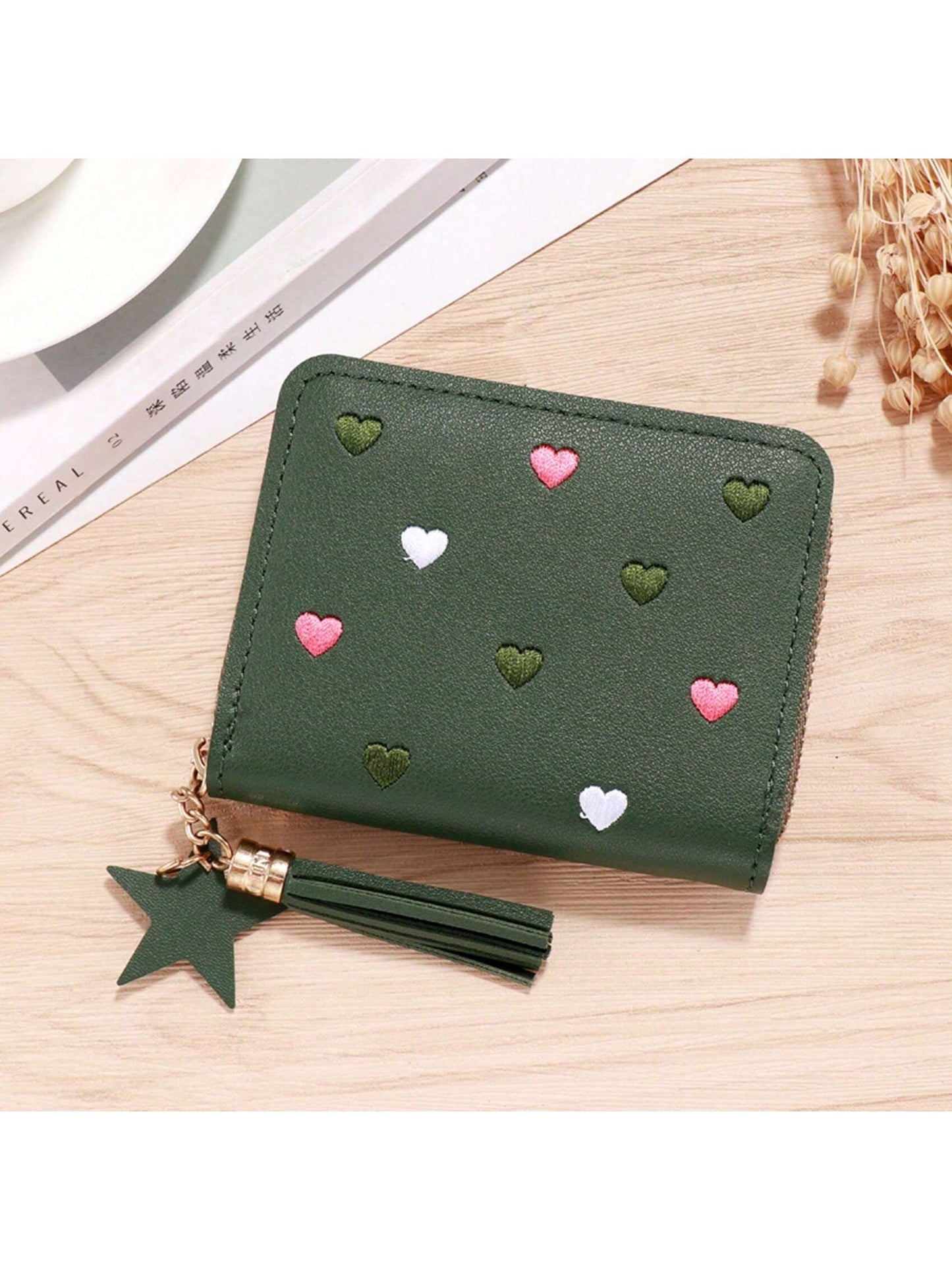 1 PIEZA Nuevo monedero bolso de tarjetas de PU, billetera corta y linda pequeña monedero, mini bolsa de almacenamiento para decoración del hogar, bolsa de viaje, bolsa de maquillaje.