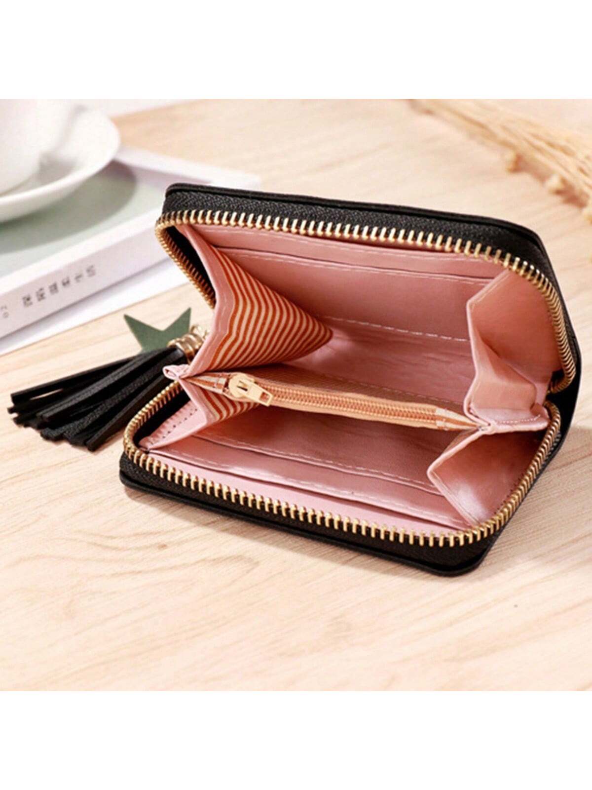 1 PIEZA Nuevo monedero bolso de tarjetas de PU, billetera corta y linda pequeña monedero, mini bolsa de almacenamiento para decoración del hogar, bolsa de viaje, bolsa de maquillaje.