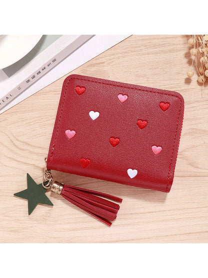 1 PIEZA Nuevo monedero bolso de tarjetas de PU, billetera corta y linda pequeña monedero, mini bolsa de almacenamiento para decoración del hogar, bolsa de viaje, bolsa de maquillaje.