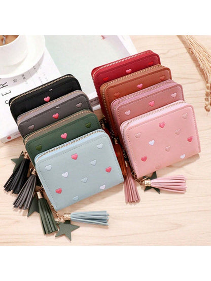 1 PIEZA Nuevo monedero bolso de tarjetas de PU, billetera corta y linda pequeña monedero, mini bolsa de almacenamiento para decoración del hogar, bolsa de viaje, bolsa de maquillaje.