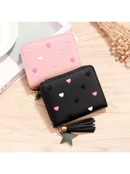 1 PIEZA Nuevo monedero bolso de tarjetas de PU, billetera corta y linda pequeña monedero, mini bolsa de almacenamiento para decoración del hogar, bolsa de viaje, bolsa de maquillaje.