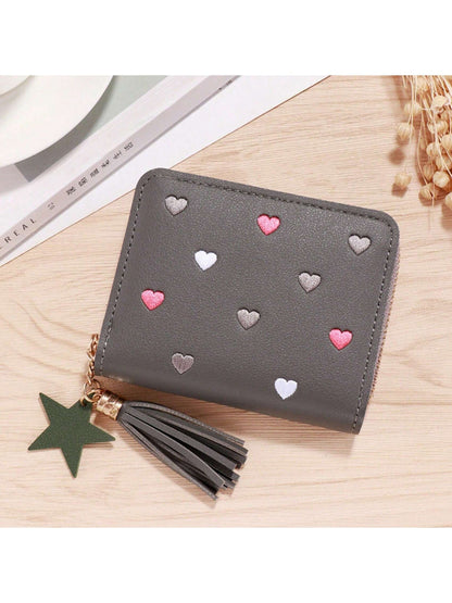 1 PIEZA Nuevo monedero bolso de tarjetas de PU, billetera corta y linda pequeña monedero, mini bolsa de almacenamiento para decoración del hogar, bolsa de viaje, bolsa de maquillaje.