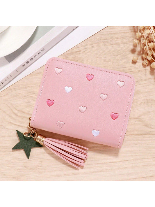 1 PIEZA Nuevo monedero bolso de tarjetas de PU, billetera corta y linda pequeña monedero, mini bolsa de almacenamiento para decoración del hogar, bolsa de viaje, bolsa de maquillaje.