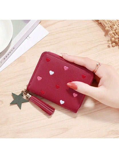 1 PIEZA Nuevo monedero bolso de tarjetas de PU, billetera corta y linda pequeña monedero, mini bolsa de almacenamiento para decoración del hogar, bolsa de viaje, bolsa de maquillaje.
