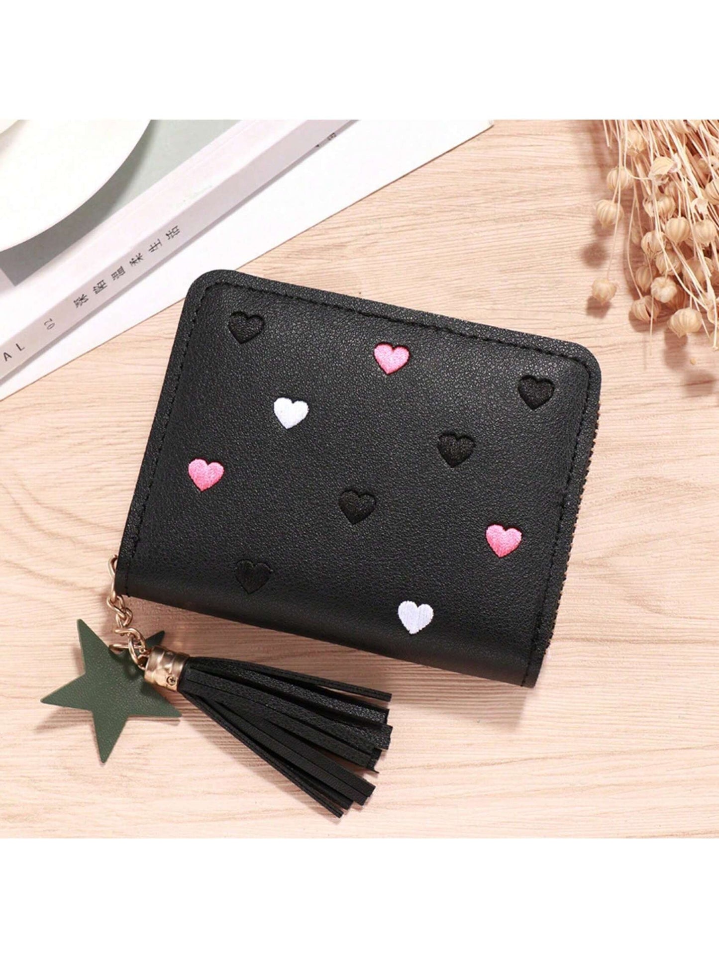 1 PIEZA Nuevo monedero bolso de tarjetas de PU, billetera corta y linda pequeña monedero, mini bolsa de almacenamiento para decoración del hogar, bolsa de viaje, bolsa de maquillaje.