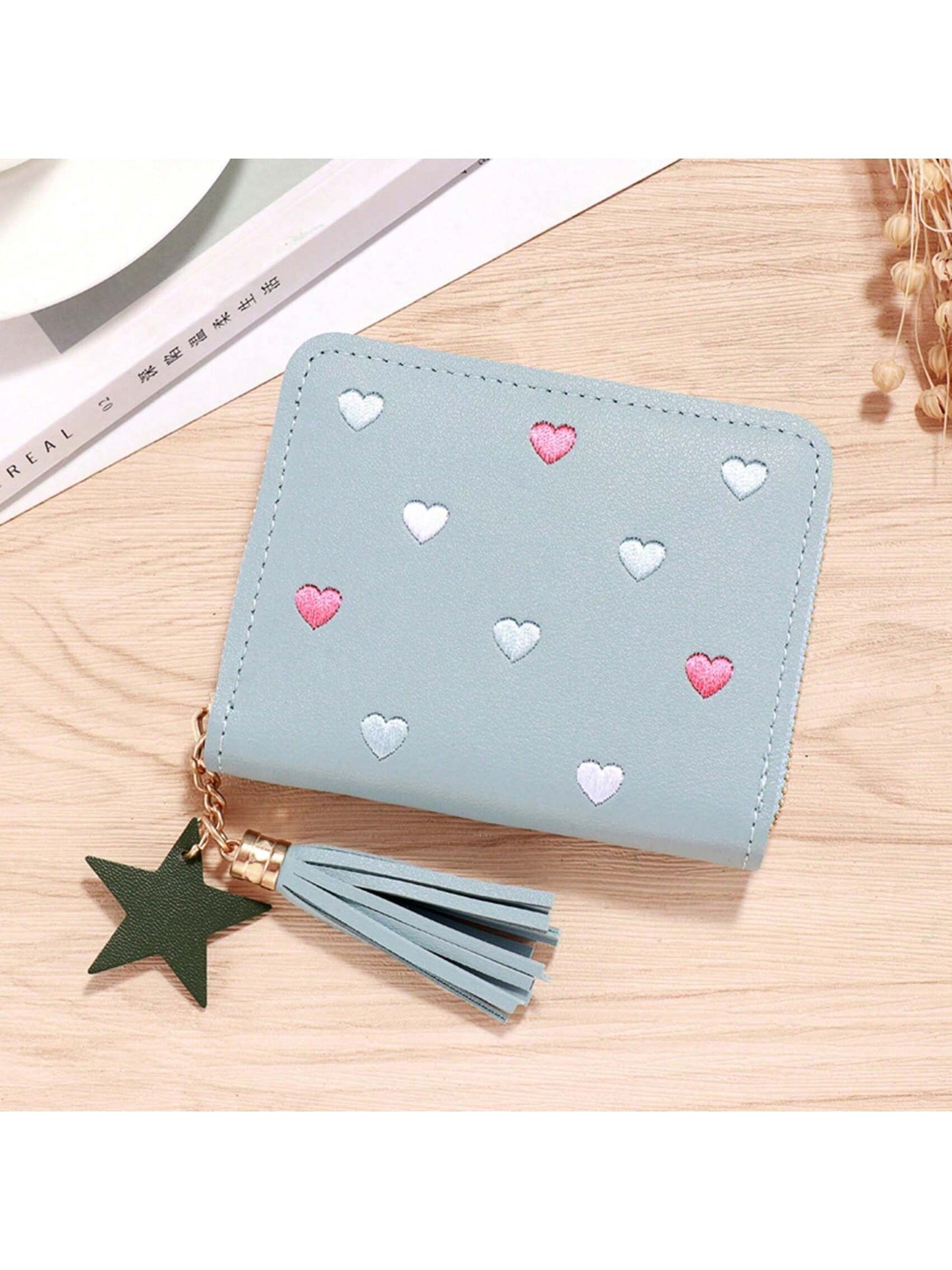 1 PIEZA Nuevo monedero bolso de tarjetas de PU, billetera corta y linda pequeña monedero, mini bolsa de almacenamiento para decoración del hogar, bolsa de viaje, bolsa de maquillaje.