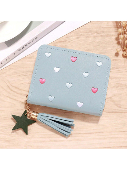 1 PIEZA Nuevo monedero bolso de tarjetas de PU, billetera corta y linda pequeña monedero, mini bolsa de almacenamiento para decoración del hogar, bolsa de viaje, bolsa de maquillaje.