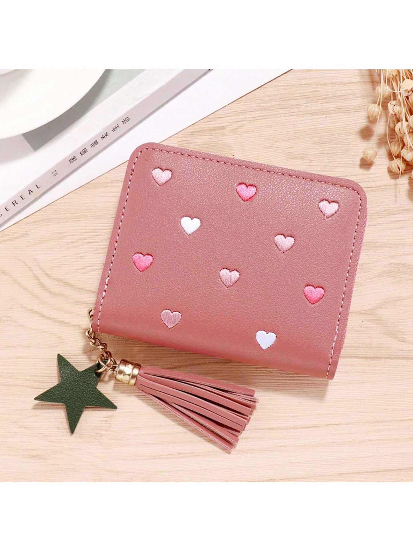 1 PIEZA Nuevo monedero bolso de tarjetas de PU, billetera corta y linda pequeña monedero, mini bolsa de almacenamiento para decoración del hogar, bolsa de viaje, bolsa de maquillaje.