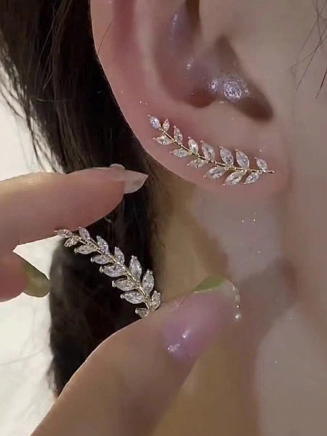 1 Par Puente De Oreja Elegante Con Diseño De Borlas De Espiga De Trigo, Aretes Seguros, Ligeros, Versátiles Y Exquisitos Para El Uso Diario De Las Mujeres