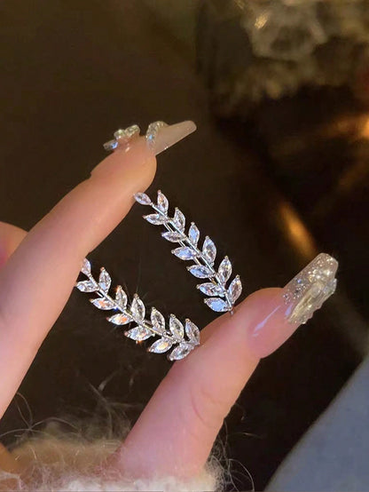 1 Par Puente De Oreja Elegante Con Diseño De Borlas De Espiga De Trigo, Aretes Seguros, Ligeros, Versátiles Y Exquisitos Para El Uso Diario De Las Mujeres