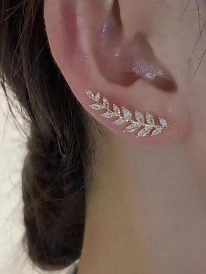 1 Par Puente De Oreja Elegante Con Diseño De Borlas De Espiga De Trigo, Aretes Seguros, Ligeros, Versátiles Y Exquisitos Para El Uso Diario De Las Mujeres