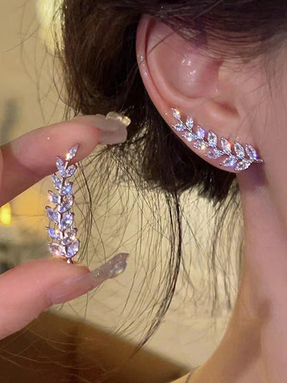 1 Par Puente De Oreja Elegante Con Diseño De Borlas De Espiga De Trigo, Aretes Seguros, Ligeros, Versátiles Y Exquisitos Para El Uso Diario De Las Mujeres
