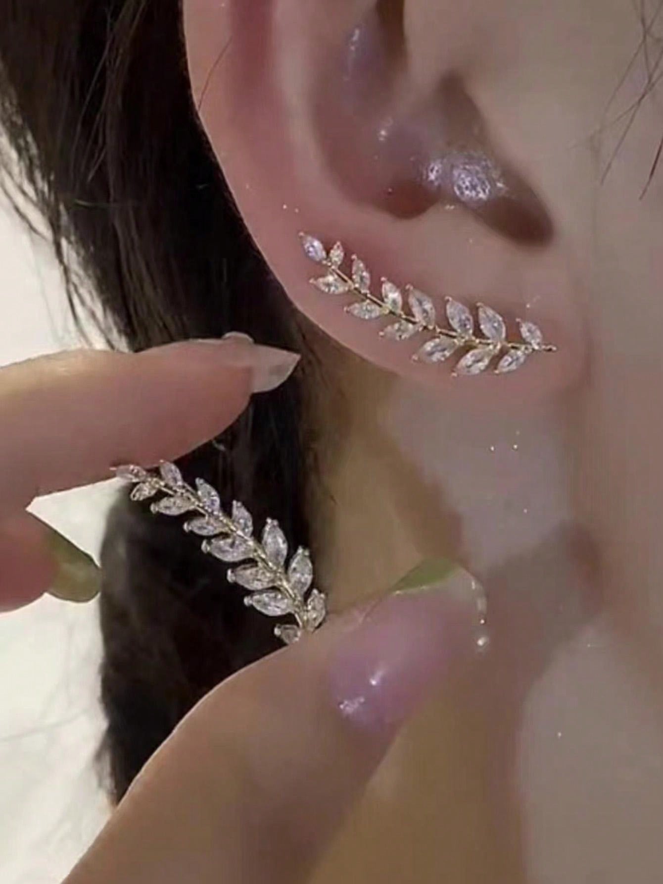 1 Par Puente De Oreja Elegante Con Diseño De Borlas De Espiga De Trigo, Aretes Seguros, Ligeros, Versátiles Y Exquisitos Para El Uso Diario De Las Mujeres