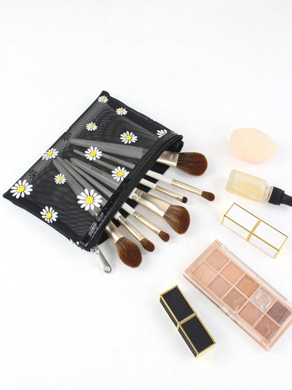 1 Pieza Bolsa De Viaje Y Almacenamiento En El Hogar De Malla Transparente Portátil Para Cosméticos Y Herramientas De Belleza,cosmetiquera neceser neceseres de maquillaje