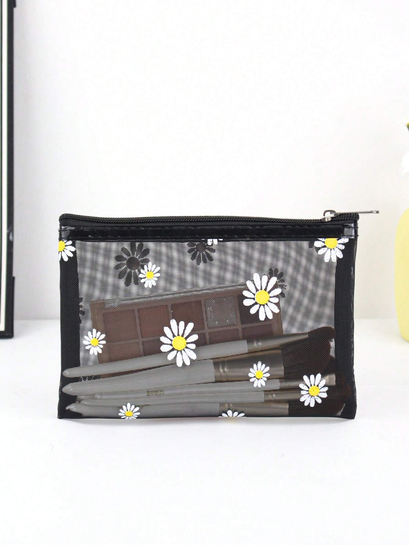 1 Pieza Bolsa De Viaje Y Almacenamiento En El Hogar De Malla Transparente Portátil Para Cosméticos Y Herramientas De Belleza,cosmetiquera neceser neceseres de maquillaje