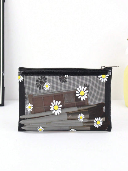 1 Pieza Bolsa De Viaje Y Almacenamiento En El Hogar De Malla Transparente Portátil Para Cosméticos Y Herramientas De Belleza,cosmetiquera neceser neceseres de maquillaje