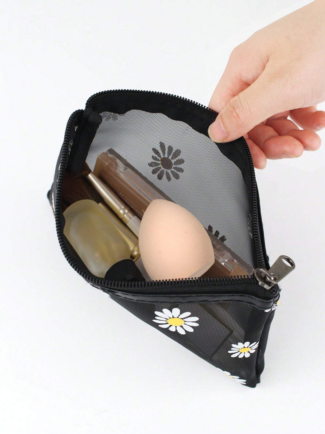 1 Pieza Bolsa De Viaje Y Almacenamiento En El Hogar De Malla Transparente Portátil Para Cosméticos Y Herramientas De Belleza,cosmetiquera neceser neceseres de maquillaje