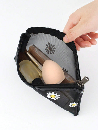 1 Pieza Bolsa De Viaje Y Almacenamiento En El Hogar De Malla Transparente Portátil Para Cosméticos Y Herramientas De Belleza,cosmetiquera neceser neceseres de maquillaje