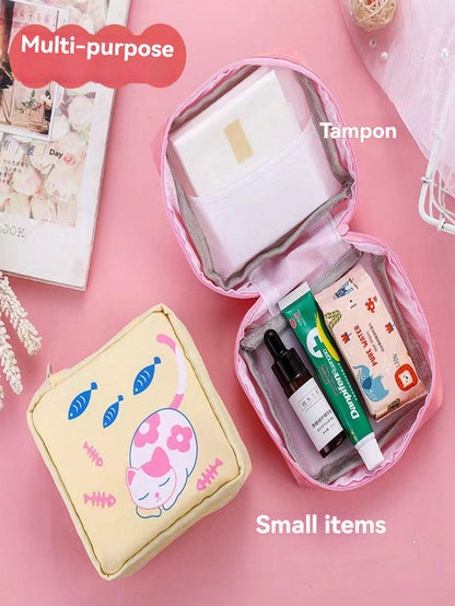 1 Pieza Bolsa de almacenamiento de servilletas, bolsa para copa menstrual, soporte para almohadillas de lactancia, bolsas para tampones, bolsas para productos femeninos, estuche portátil de kit de periodo para niñas y mujeres