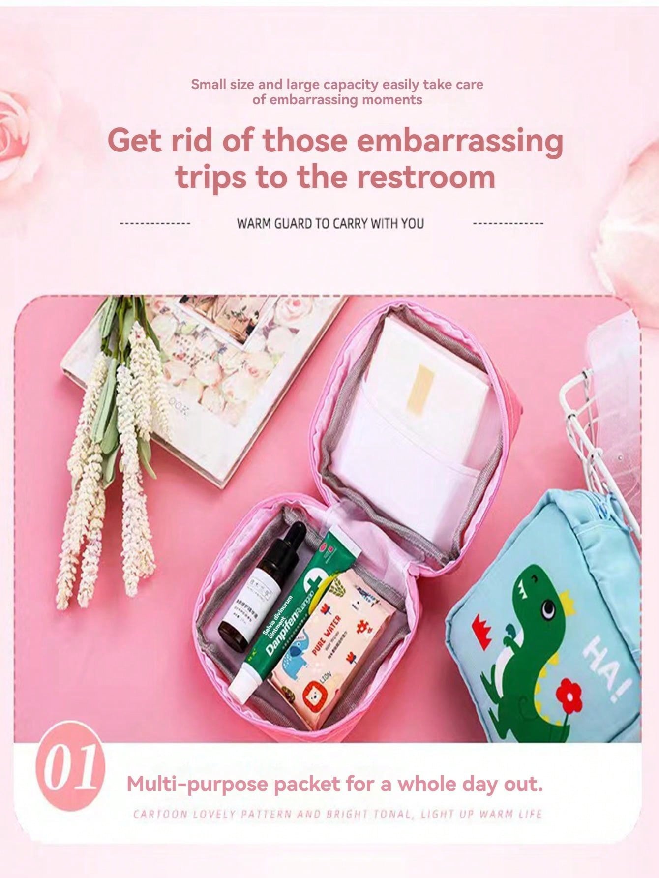 1 Pieza Bolsa de almacenamiento de servilletas, bolsa para copa menstrual, soporte para almohadillas de lactancia, bolsas para tampones, bolsas para productos femeninos, estuche portátil de kit de periodo para niñas y mujeres