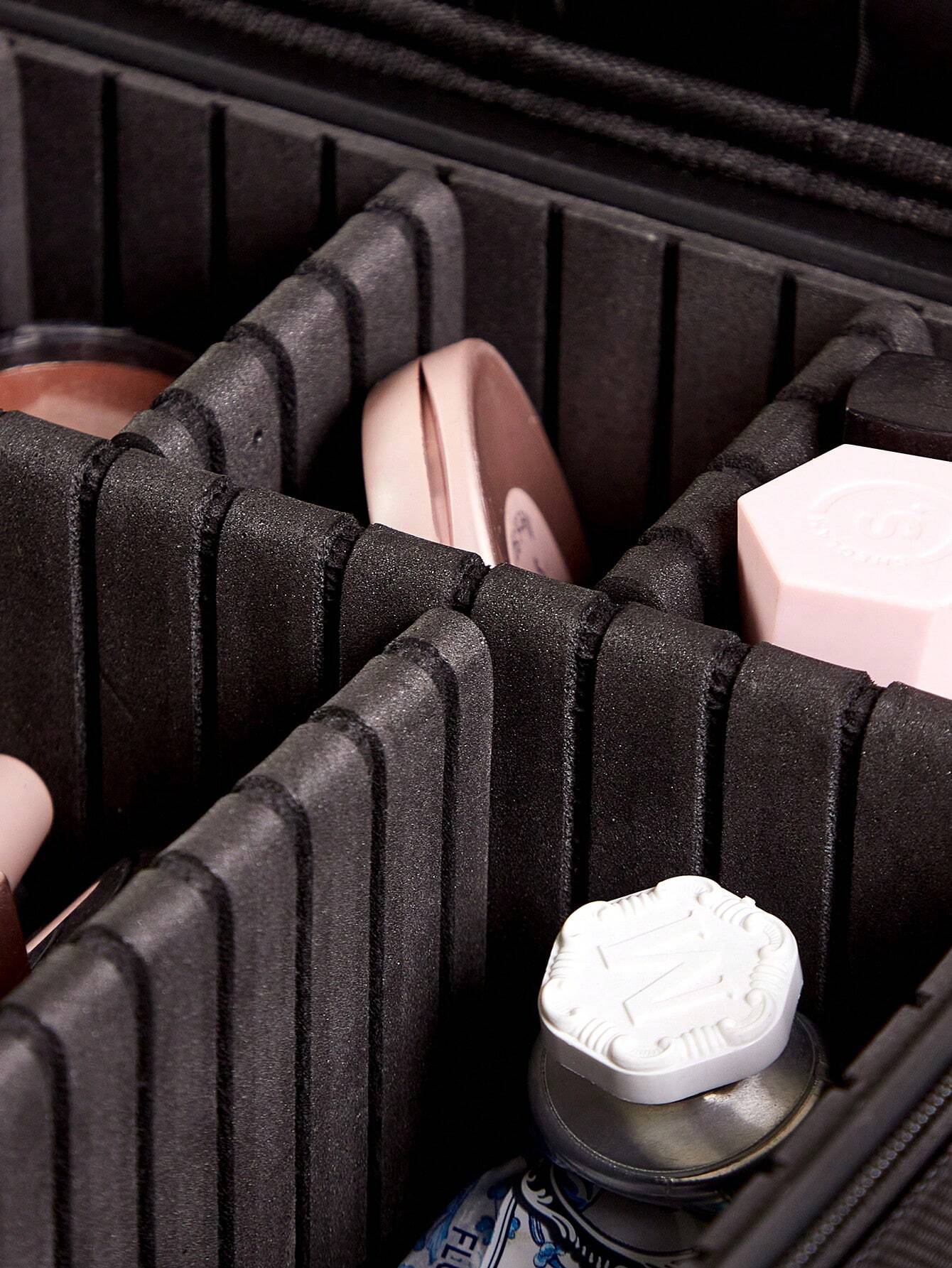 1 Pieza Bolso de maquillaje de viaje multifuncional de gran capacidad color negro clasificado para mujeres y niñas, neceser de maquillaje, bolsa de cuidado de la piel, neceser de artículos de tocador